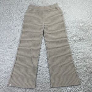 Barefoot Dreams Pants Womens Small Stone CozyChic Ultra Lite Wave Ribbed Flared
